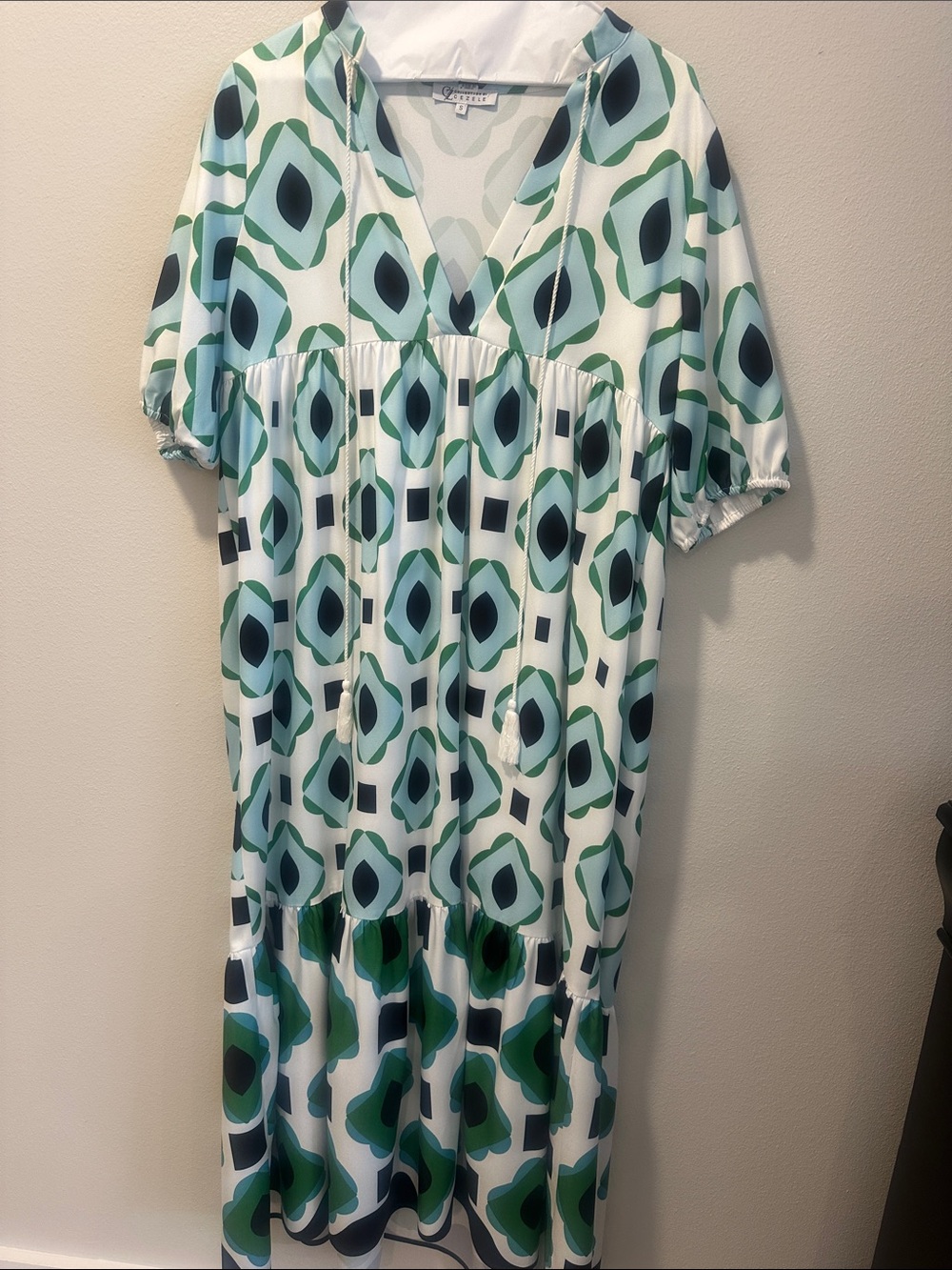Geometric Maxi Dress with V-Neck